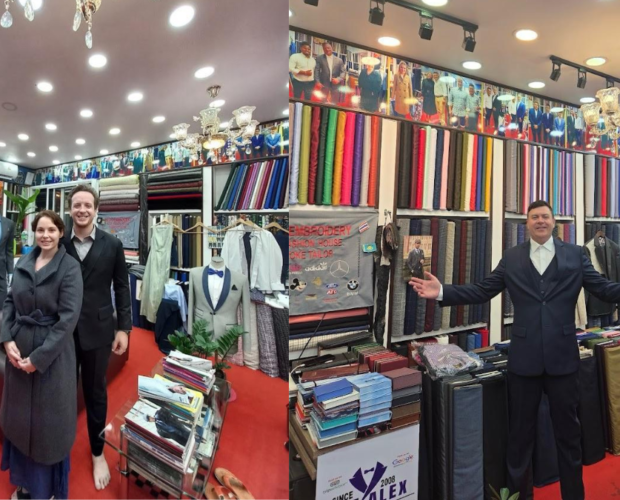 Bespoke groom's wedding suit tailored at The Alex Fashion House Karon Phuket Thailand