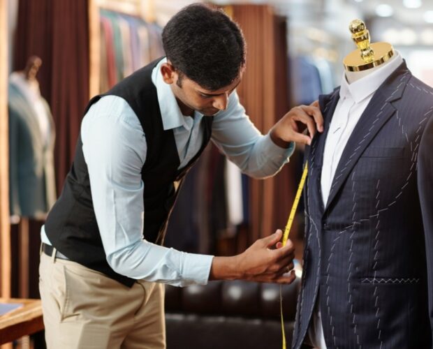 Bespoke tuxedo and suit side by side at The Alex Fashion House Karon Phuket