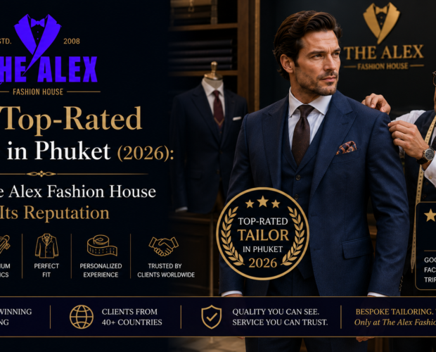 Top-rated 5-star tailor in Phuket — The Alex Fashion House Karon, established 2008