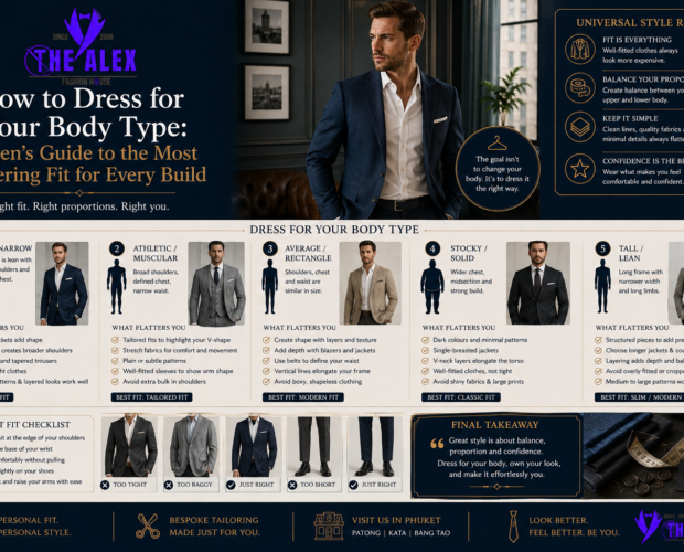 How to dress for your body type — flattering suits for every build from The Alex Fashion House Phuket