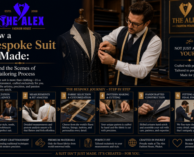The bespoke tailoring process — how a suit is made at The Alex Fashion House Karon Phuket Thailand