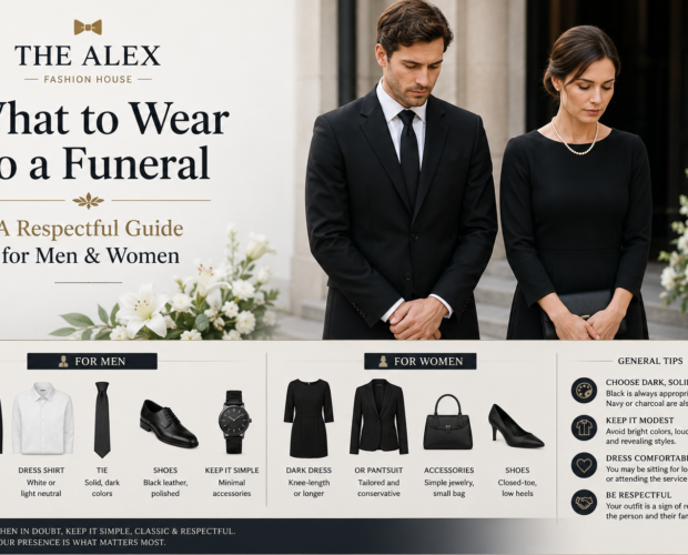 What to wear to a funeral — respectful dark attire guide from The Alex Fashion House Phuket