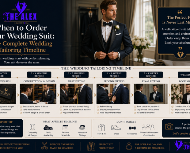 When to order your wedding suit — wedding tailoring timeline from The Alex Fashion House Karon Phuket Thailand