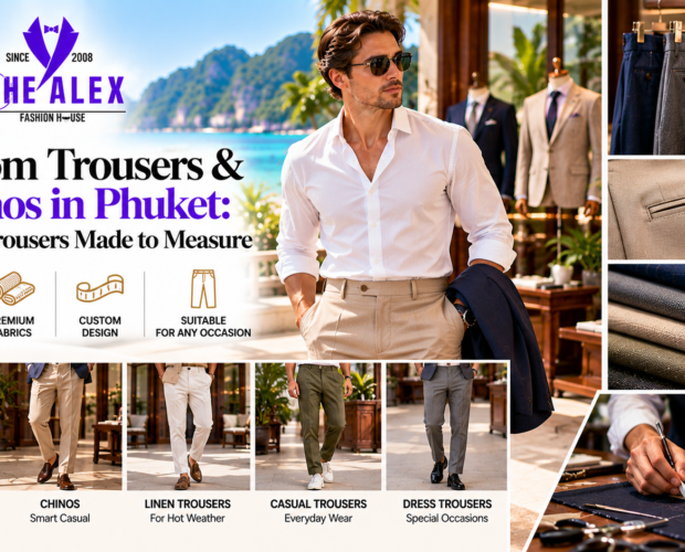 Custom trousers and chinos in Phuket — tailored trousers made to measure, The Alex Fashion House Karon